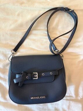 Michael Kors Navy Emilia Small Leather Crossbody Bag